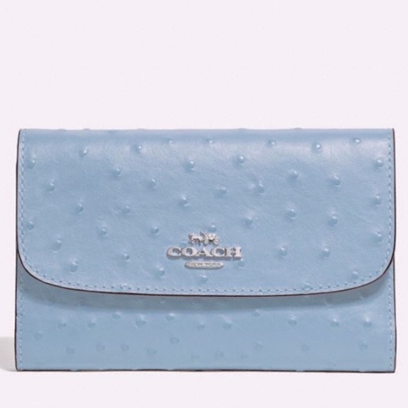 Coach Handbags - COACH OSTRICH MEDIUM ENVELOPE WALLET IN CORNFLOWER